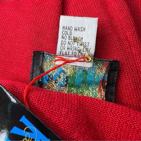 Carol Patterson Knits Red Linen Blend Pearl Beaded Embroidered Knit Top NWT - Picture 6 of 8